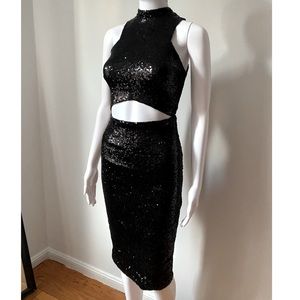 Cut out sequin midi dress